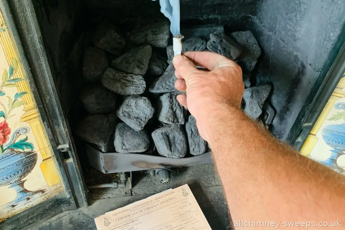 NACS Certificate of Chimney Sweeping issued after smoke test on GFE appliance — Allchimney Sweeps, Romford